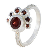 Li Lee sterling silver ring with central red garnet and six smaller stones red gemstone ring for women